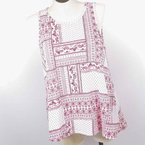 Sonoma Red & White Paisley Print Tank Top Flowy XL